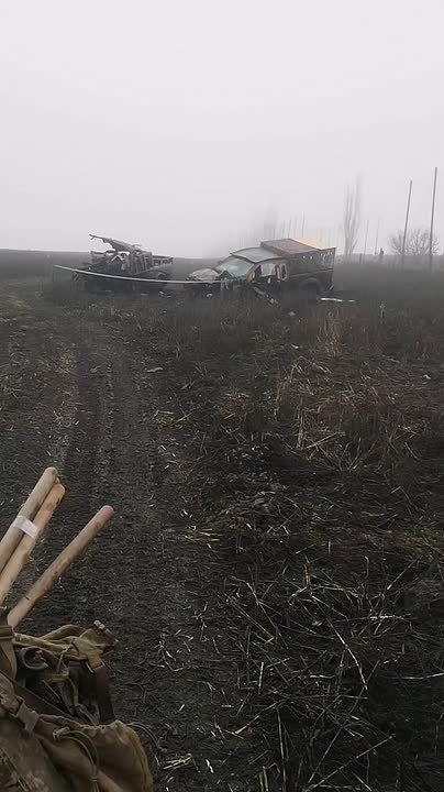 Чингис Дамбиев: Придурковатый хохлобоевик что то мычит про результат точного прилета от ВС РФ по автотранспорту своего подразделения