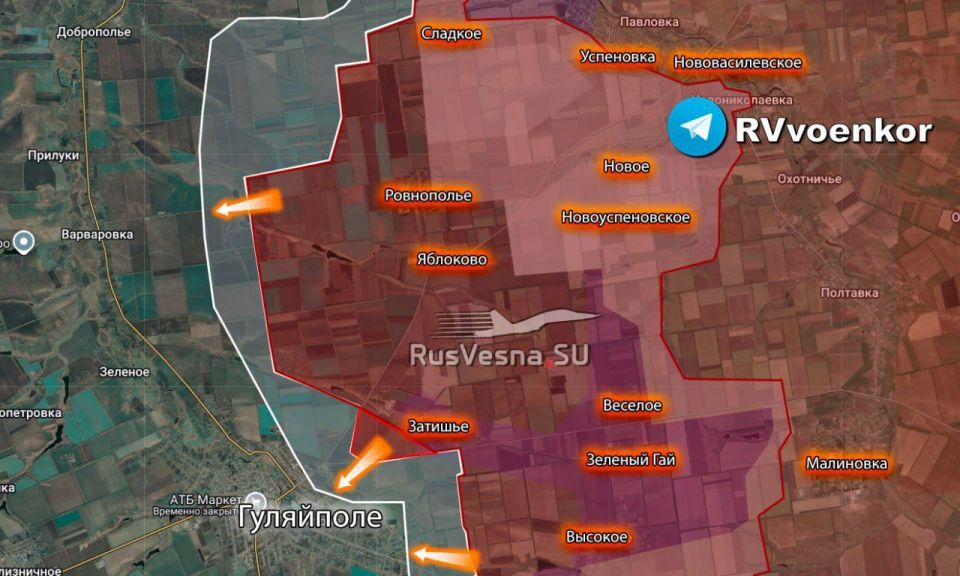 Обвал запорожского фронта продолжается: Армия России штурмует Гуляйполе и охватывает широким фронтом Обвал запорожского фронта продолжается: Армия России штурмует Гуляйполе и охватывает широким фронтом