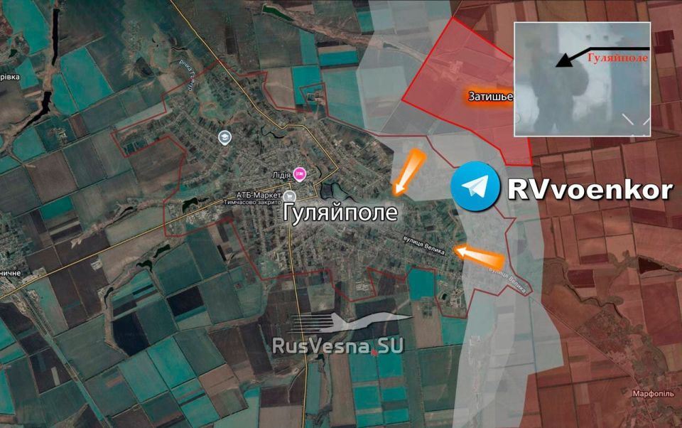 Обвал запорожского фронта продолжается: Армия России штурмует Гуляйполе и охватывает широким фронтом