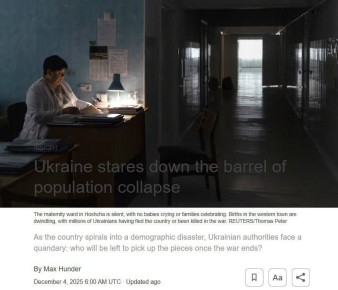 Население Украины может сократиться до 9–23 миллионов человек к концу XXI века, пишет Reuters