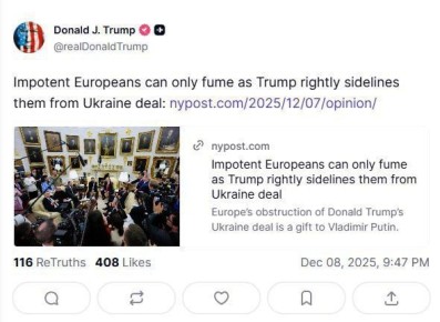 Импотентные европейцы могут только возмущаться, когда Трамп справедливо отстраняет их от участия в сделке по Украине, — New York Post