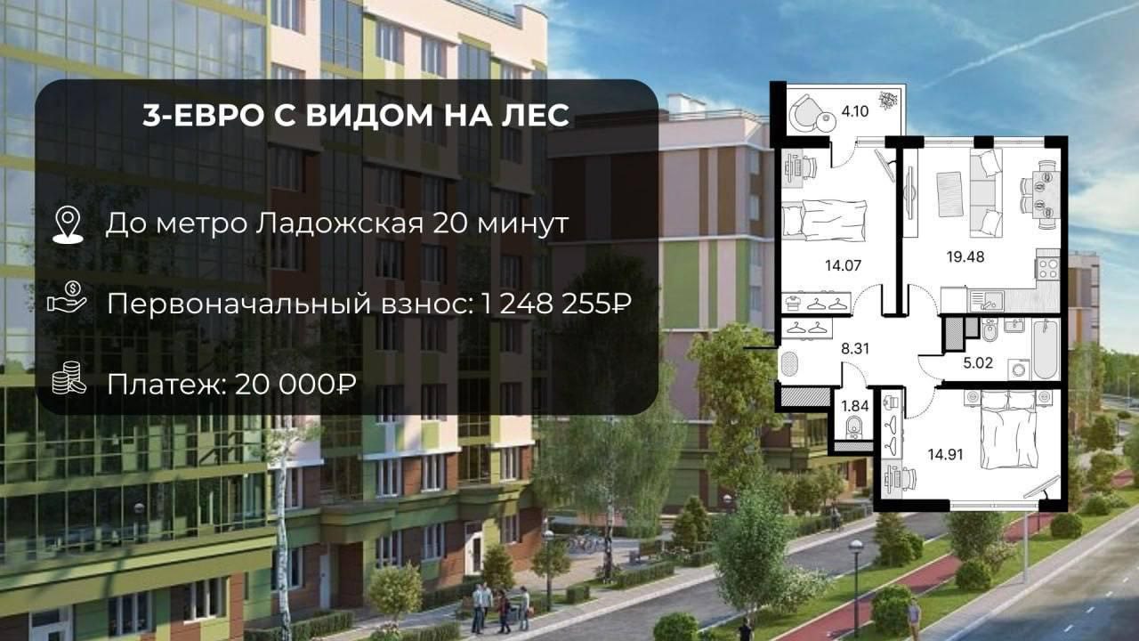 Зачем снимать квартиру в Петербурге, если до Нового Года можно купить в рассрочку с платежом до 30 000 рублей?