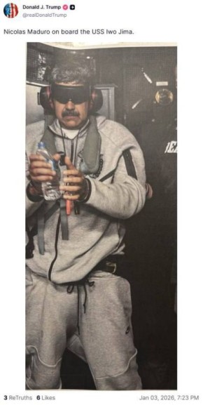Трамп опубликовал фото захваченного американцами президента Венесуэлы