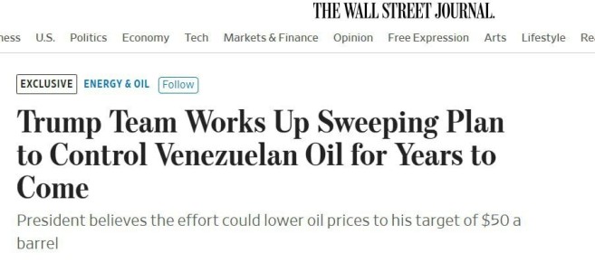 Администрация Трампа разрабатывает план долгосрочного контроля над нефтью Венесуэлы — WSJ