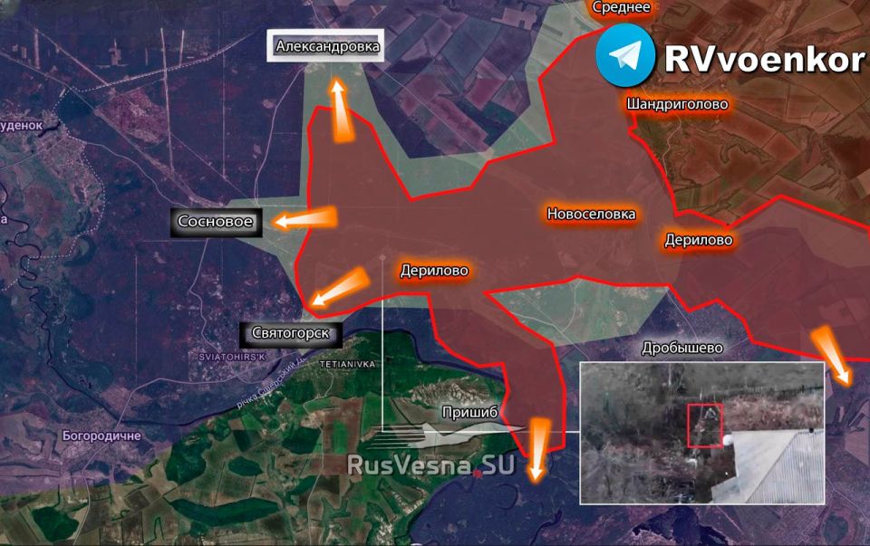Мощный прорыв армии России к Святогорску продолжается: наши зашли на окраины и берут город в клещи