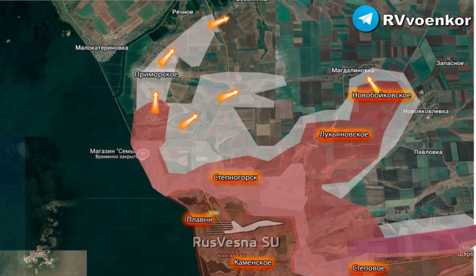 Прорыв на Запорожском фронте: армия России завершает разгром ВСУ в Приморском, атакует в районах Веселянки, Магдалиновки, Речного и Малокатериновки