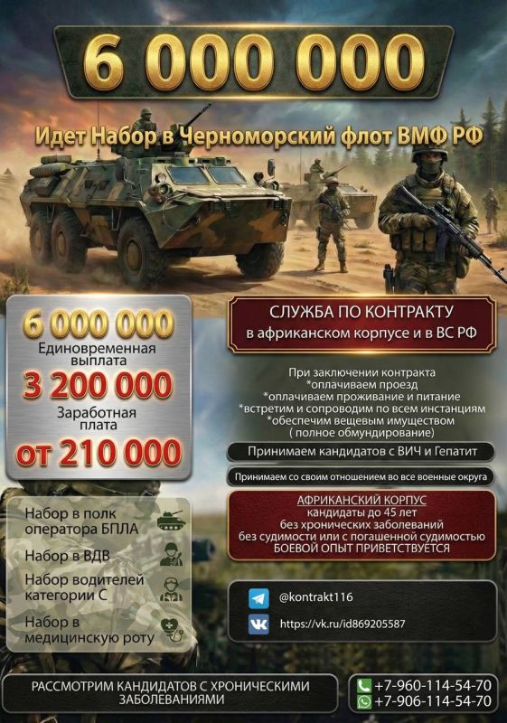 Открыт набор на службу по контракту: