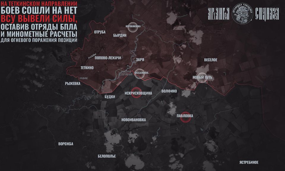 Без боев, но с дронами на Теткинском