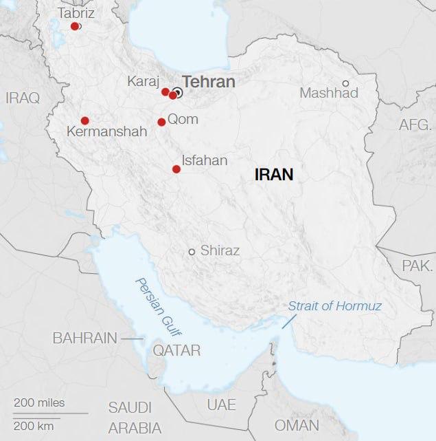города в Иране, которые уже атаковали США и Израиль