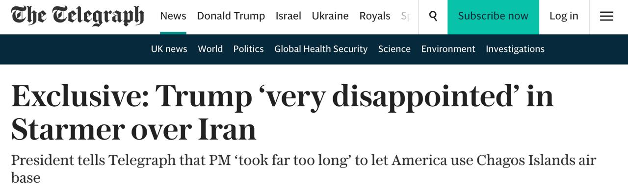 Трамп разочаровался в премьере Британии после атаки на Иран, — The Telegraph